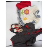 Seven sets vintage doll clothing, various sizes