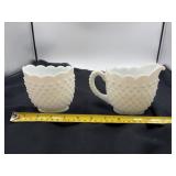 -milk, glass sugar, and creamer hobnail
