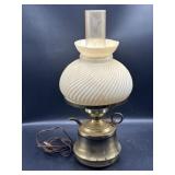 17" electrified brass oil lamp