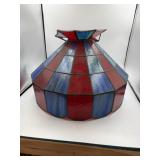 Red and blue slag lampshade 18 inches wide 14