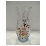 Clear hand painted flower vase