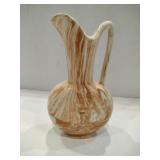 Brown and white ceramic pitcher marked Alabama