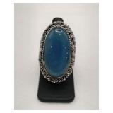 Blue onyx ring German silver size 7