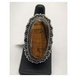 Tiger eye ring German silver size 8