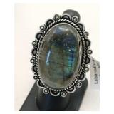 Labradorite Ring German silver size 6