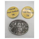 silver tone belt buckle 2 Carroll pork festival