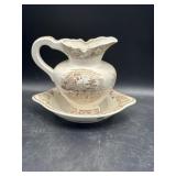 Artmark vintage brown transfer ware pitcher and