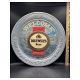 Embossed plastic vintage Drewrys Beer advertising