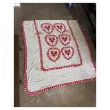 Textured stitched blanket, older, some stains,  8