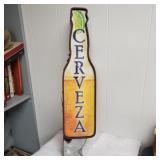 Metal cerveza bar sign. Untested. Should light