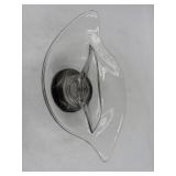 Viking clear glass nut bowl metal bottom 8 1/2