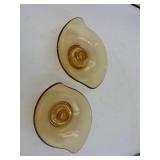 Viking Amber candlestick holders vintage 7 inches