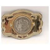 Gold tone 1882 Morgan dollar belt buckle