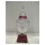 Indiana glass Ruby red candy dish with lid