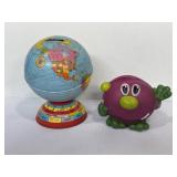 1990s Educational Insights tin globe bank &