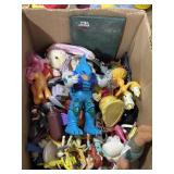 Various action figures, animals, other toy items
