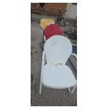 3 mismatched metal outdoor chairs