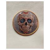 1 Ounce of .999 Fine Cororized Copper  Skull