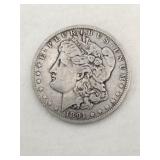 1891 Morgan silver dollar