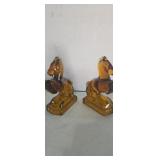 L.E. Smith Amber Glass Horse Bookends 8" Mid