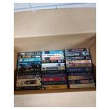 Box of jazz- related VHS tapes.