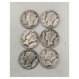 6 Mercury dimes mixed years