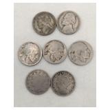 2 V  nickels 3 Buffalo nickels 1943 Nickel