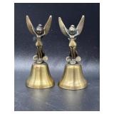 Pair of vintage brass Tinkerbell hand bells
