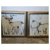 Deer and Bear  paintings by Regina Nowel gold