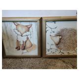 fox and hedgehog  by Regina Nowel gold frame