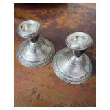 Sterling Weighted Candle Sticks one broken