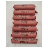 7 rolls wheat pennies