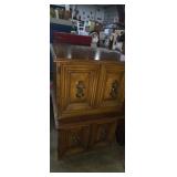 Wooden matching side tables with storage cabinet