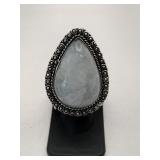 Rainbow moonstone ring German silver size 7