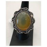 Yellow onyx ring German silver size 7
