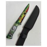New 12-1/2 in Reggae Skull hunting knife with