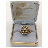 Gold tone clear Stone ring size 4 18K T H G F