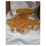 Fire King Peach Luster egg nog set