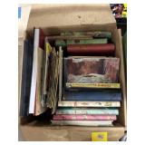 Old hardback books and vinyl record books
