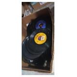 Large 45 record assortment mixed music no sleeves