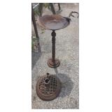 3ft tall cast iron bird bath and umbrella stand