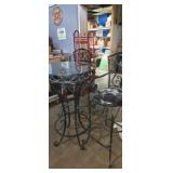 Metal /glass top High table with two matching