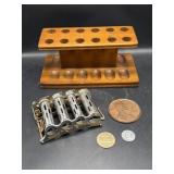 Decatur industries pipe rack, medallion coins, &