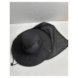 New black vented hat with neck protector