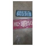 1935 and 1949 indiana license plates