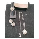 Sarah Conventry silvertone flower set necklace