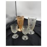 Two Irish tumblers and two Irish juicers glasses,