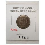 1859 Copper nickel Indian head penny