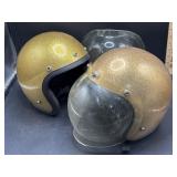Pair of vintage motorcycle helmets w/ bubble