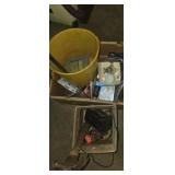 Light bulbs hammer,chargerwitj battery, handsaw
